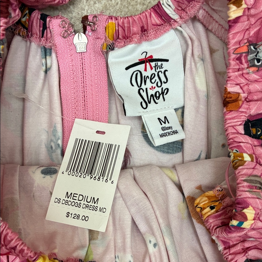 Disney Pink Midi Dress with Dogs of Disney Character Medallions - Picture 2 of 8